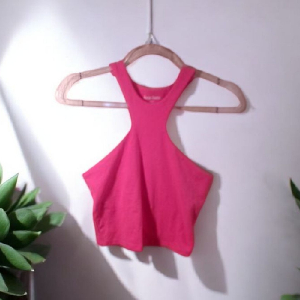 Social Tourist Hot Pink Racerback Crop Top